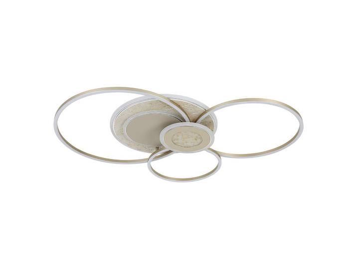 Novel Led-Deckenleuchte, Chromfarben, Champagner, Sandfarben, Goldbraun, Metall, Kunststoff, Stein, Uni, länglich, 63x8.5x90 cm, Lampen & Leuchten, Innenbeleuchtung, Deckenlampe, Deckenlampen