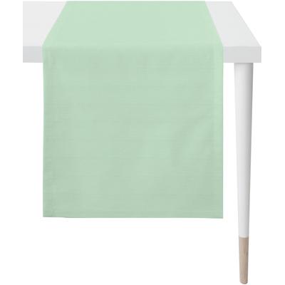 Tischläufer APELT "4362 Rips-Uni", grün (mint), B:45cm L:135cm, Baumwolle, Polyester, Tischdecken, Wasser- und Schmutzabweisend