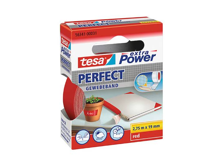 Tesa Extra Power Perfect Gewebeband Rot 275 × 19 cm