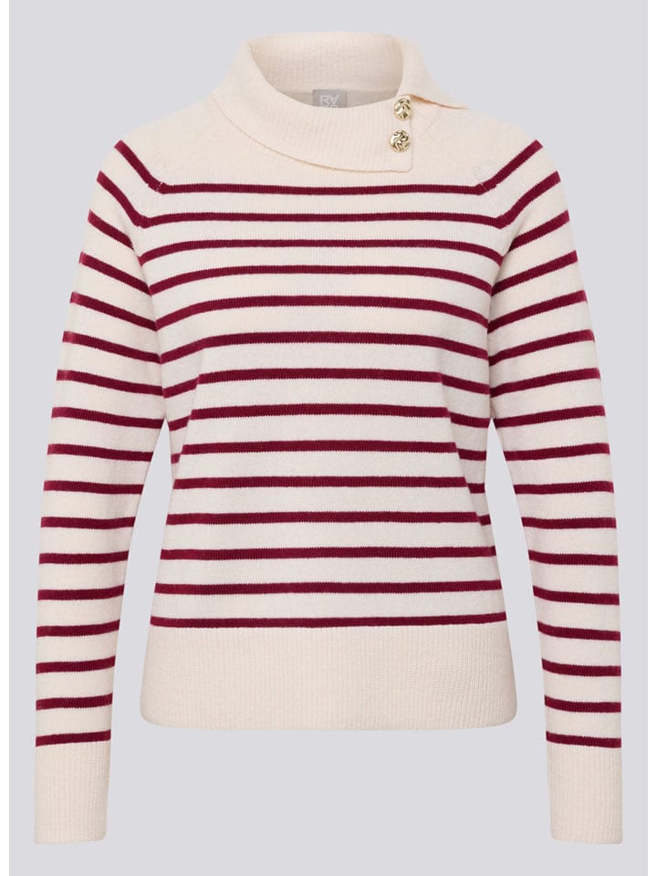 Rabe Rollkragenpullover in Creme/ Bordeaux - 48