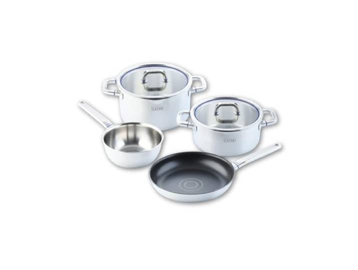 Johann Lafer - Topfset Edelstahl Kochtopf Set 4-teilig inkl. Bratpfanne 28 cm & Kochtöpfe mit Glasdeckel – Edelstahlpfanne & Kochtopf Spülmaschinenfest & für Induktion geeignet