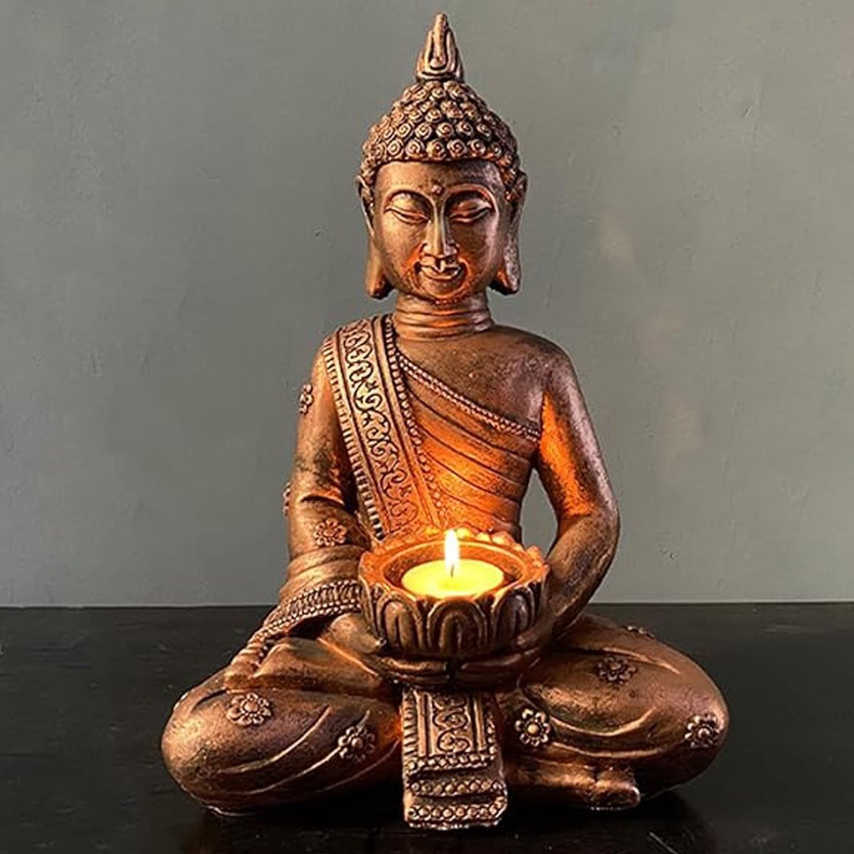 Mediteren Thaise Boeddha Ornament met kaarsenhouder voor tuindecoratie