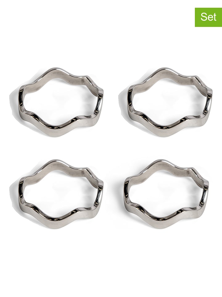 Sagaform 4er-Set: Serviettenringe in Silber - Ø 5 cm - onesize