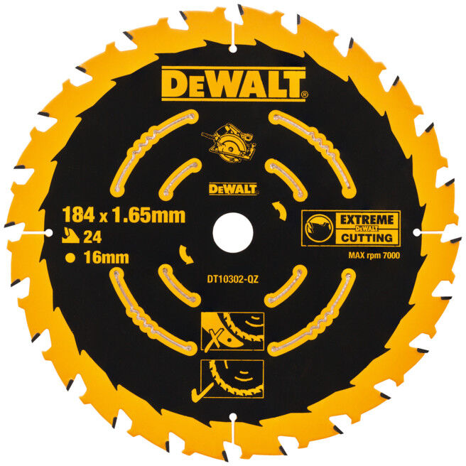 Scie circulaire manuelle à lame circulaire DEWALT 184/16 mm 24WZ DT10302-QZ (DT10302-QZ)