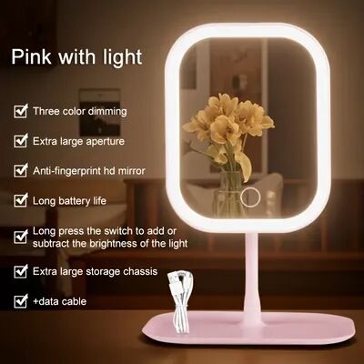 Fusion Finds USB LED Makeup Mirror With Intelligent Fill Light Desktop Vanity Mirror pink