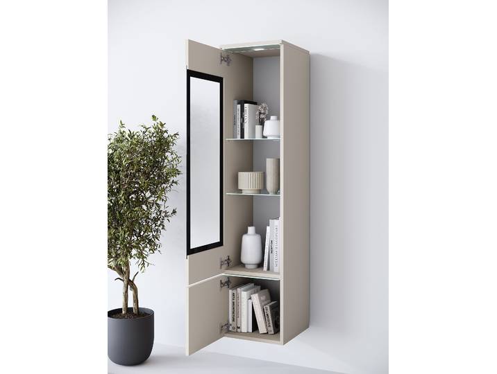 Vitrine haute lumineuse 30 x 130 x 33cm Beige/Cachemire