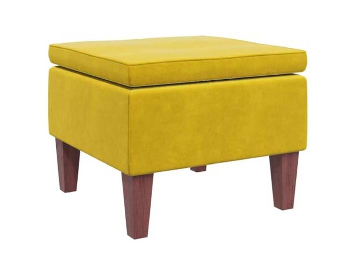 Xhnifbn Fußhocker Samt Polsterhocker mit Holzbeinen Gelb 52x52x42 cm Gemütliche Fußbank für Wohnzimmer und Schlafzimmer, weich gepolstert mit robusten Holzbeinen, belastbar bis 110 kg.