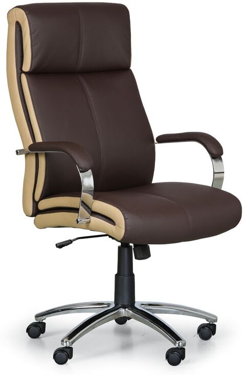 B2B Partner Echtleder-Bürosessel HALF, braun/beige