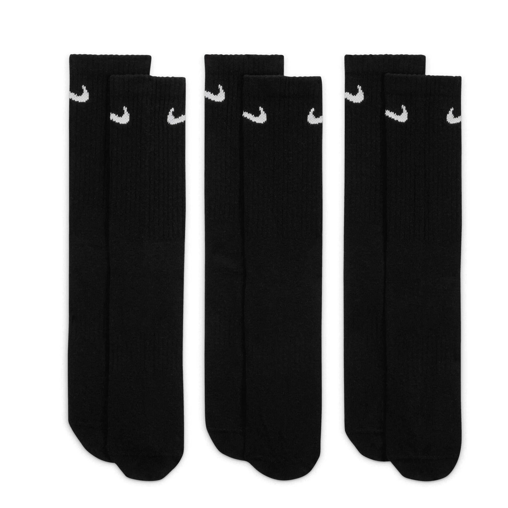 Nike Unisex Volwassen Lichtgewicht Dagelijkse Crew Sokken (Verpakking van 3) (Zwart)