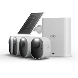 ARLO Ultra 3 weiß, inkl. Smart Hub und Solarpanel, 4er-Pack