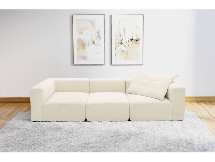3-Sitzer HOME AFFAIRE Utvik bestehend aus 2 Eck- und 1 Mittelelement , beige (creme), B:301cm H:69cm T:108cm, 100% Polyester, Sofas, 3-Sitzer, einzelne Module für individuelle Zusammenstellung