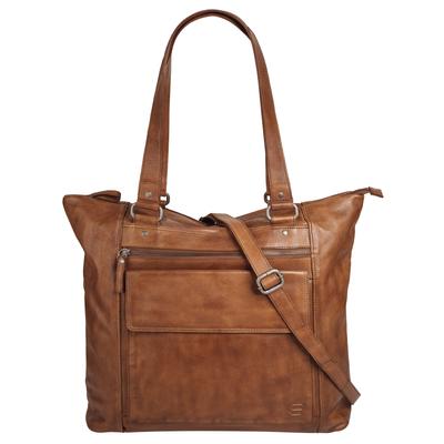 Shopper SPIKES & SPARROW "SPIKES & SPARROW Damen echt Leder", Damen, Gr. B/H/T: 39cm x 14cm onesize, braun (cognac), Leder, Taschen Shopper, echt Leder