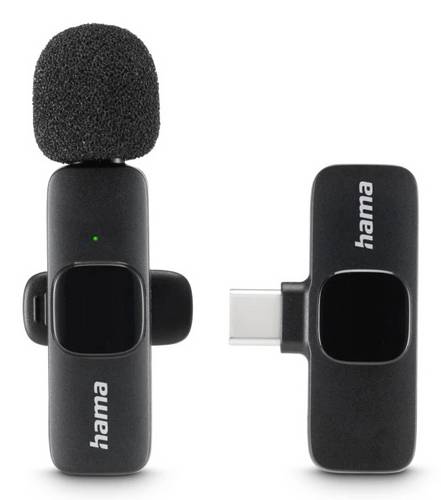 Hama 00004680 Lavalier-Mikrofon "Smart Wireless", kabelloses Ansteckmikrofon für Handy
