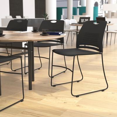 Flash Furniture Commercial 660 LB. Capacity Plastic Steel Sled Base Stack Chairs - 5 Pack