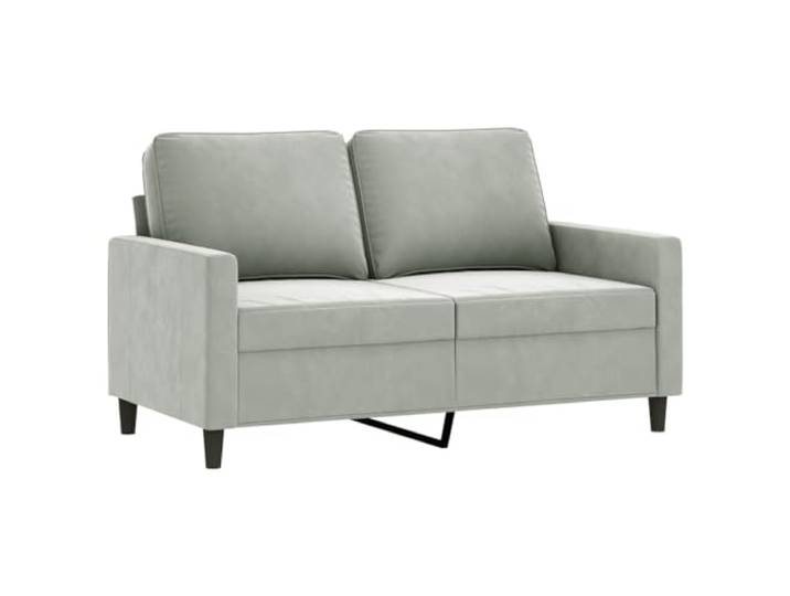 KTHLBRH 2-teiliges Sofa-Set aus hellgrauem Samt mit Kissen Struktur aus Sperrholz und Metall, Polsterung aus Schaumstoff, 2-Sitzer 138 cm, 3-Sitzer 198 cm