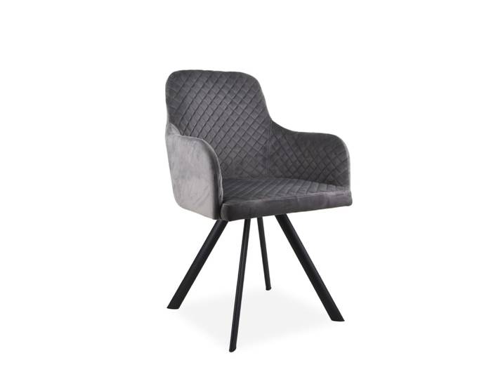 Fauteuil rembourré velours gris
