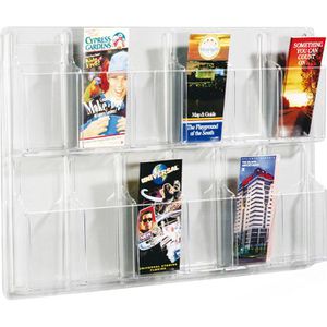 Helit Prospekthalter H62598, the clearly, Wandprospekthalter Acryl, transparent, 12xDIN lang