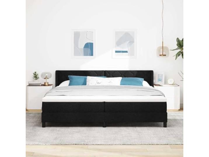 KTHLBRH Boxspringbett für Doppelbett, schwarz, 200 x 200 cm Modernes Design, Stoff-Kopfteil, robuste Struktur für Schlafzimmer