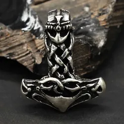 Drachensilber Thors Hammer Schmuck Anhänger massiv Silber geflochten 925 Silber - Silber