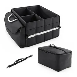 Relaxdays Kofferraum Organizer mit Kühlfach Schwarz,Silber