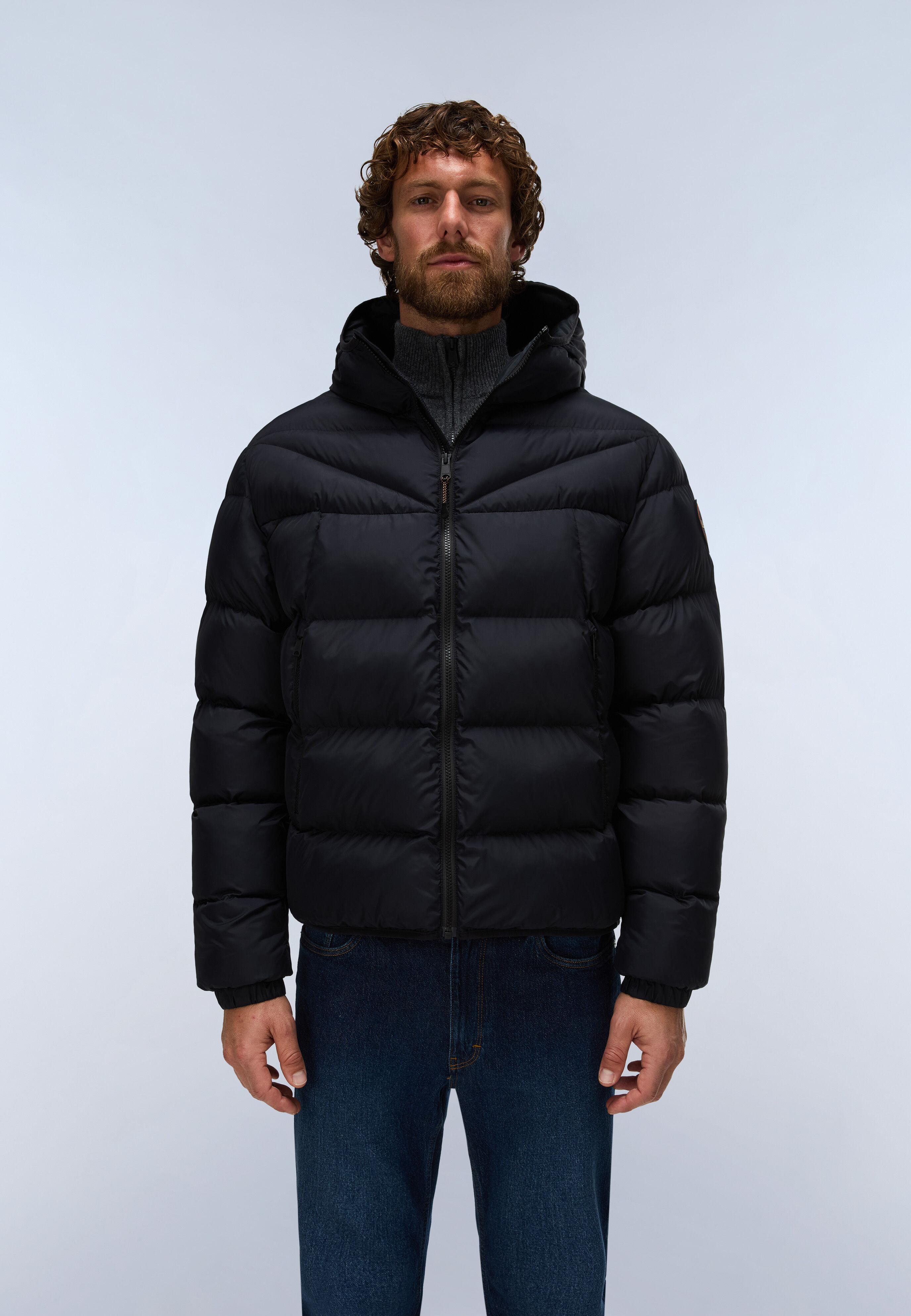 Steppjacke NAPAPIJRI "A-MOLVENO HOOD BLACK BEAUTY", Herren, Gr. M, schwarz (schwarz beauty), Obermaterial: 100% Polyamid, Jacken Steppjacke, auch in grossen Grössen schwarz beauty M