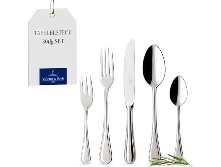 Villeroy & Boch - Neufaden Merlemont Besteckset 30-teilig Silber Spülmaschinenfest, Besteck Set für 6 Personen, Besteckset Platin, Besteck, Edelstahl