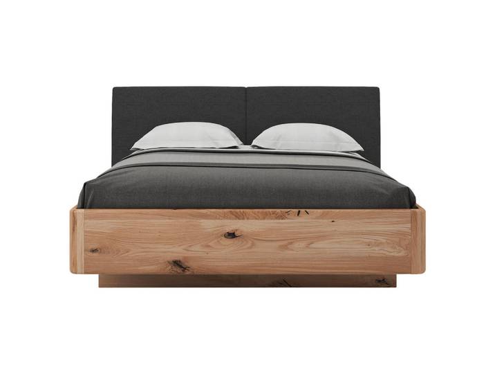 Valnatura Bett Silene, Anthrazit, Eiche, Holz, Buche, Eiche, massiv, 180x200 cm, Schlafzimmer, Betten, Doppelbetten