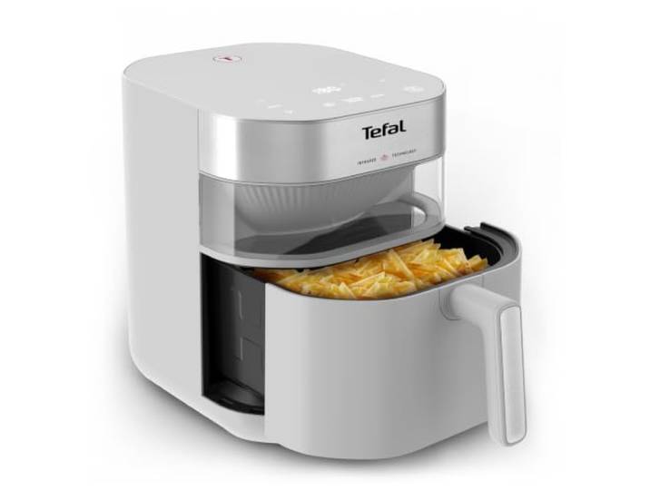 Tefal Easy Fry Infrared Heißluftfritteuse, bis zu 99% weniger Fett, Infrarottechnologie, 7 Liter, digitales Bedienfeld, Sichtfenster, Auto-Off, Warmhaltefunktion, spülmaschinenfest, Weiß, EY831GE0