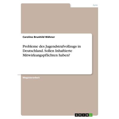 Probleme des Jugendstrafvollzugs in Deutschland. Sollen Inhaftierte Mitwirkungspflichten haben?, Taschenbuch von Caroline Brunhild Wähner, GRIN,