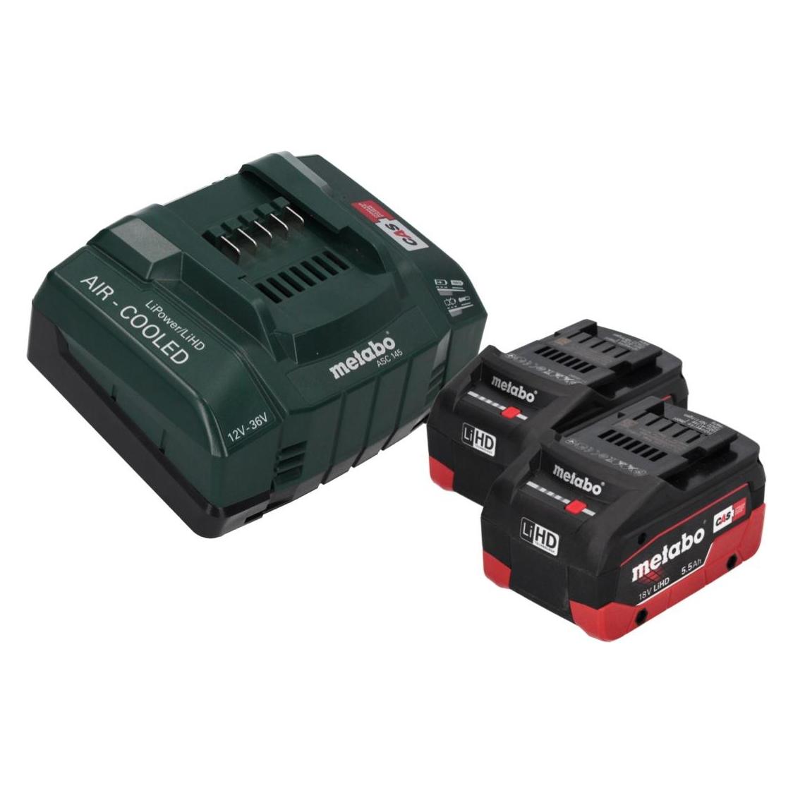 Metabo Basis Set 2x LiHD Akkupack 18 V 5,5 Ah Li-Ion Akku CAS System ( 685122380 ) + ASC 145 Ladeger (18 V) (625368000)