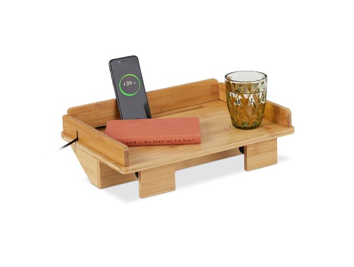 Bettablage mit Tablethalter Bambus Hellbraun