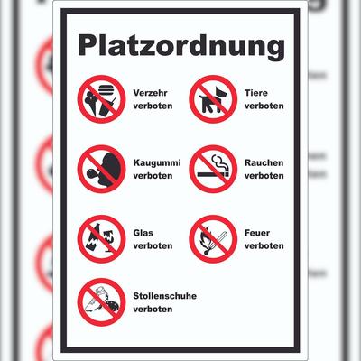 HB-Druck Aufkleber Platzordnung A8 (52x74mm)