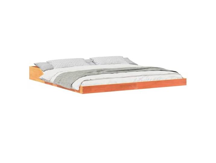 SDWEHBJ Bettgestell 203,5 x 203,5 x 24 cm aus massivem Kiefernholz in Wachsbraun, Plattformdesign, für australische Super-King-Matratze (203 x 203 cm)