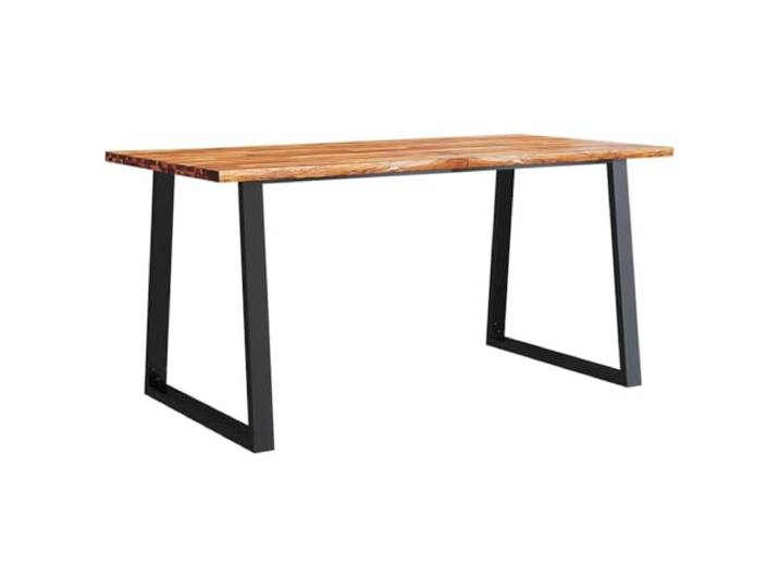 KGHERMDF Esstisch Baumkante 160x80x75 cm Massivholz Akazie U-Beine Aus Pulverbeschichtetem Stahl, Industrieller Stil, Robust Und Langlebig, Für Esszimmer Und Küche
