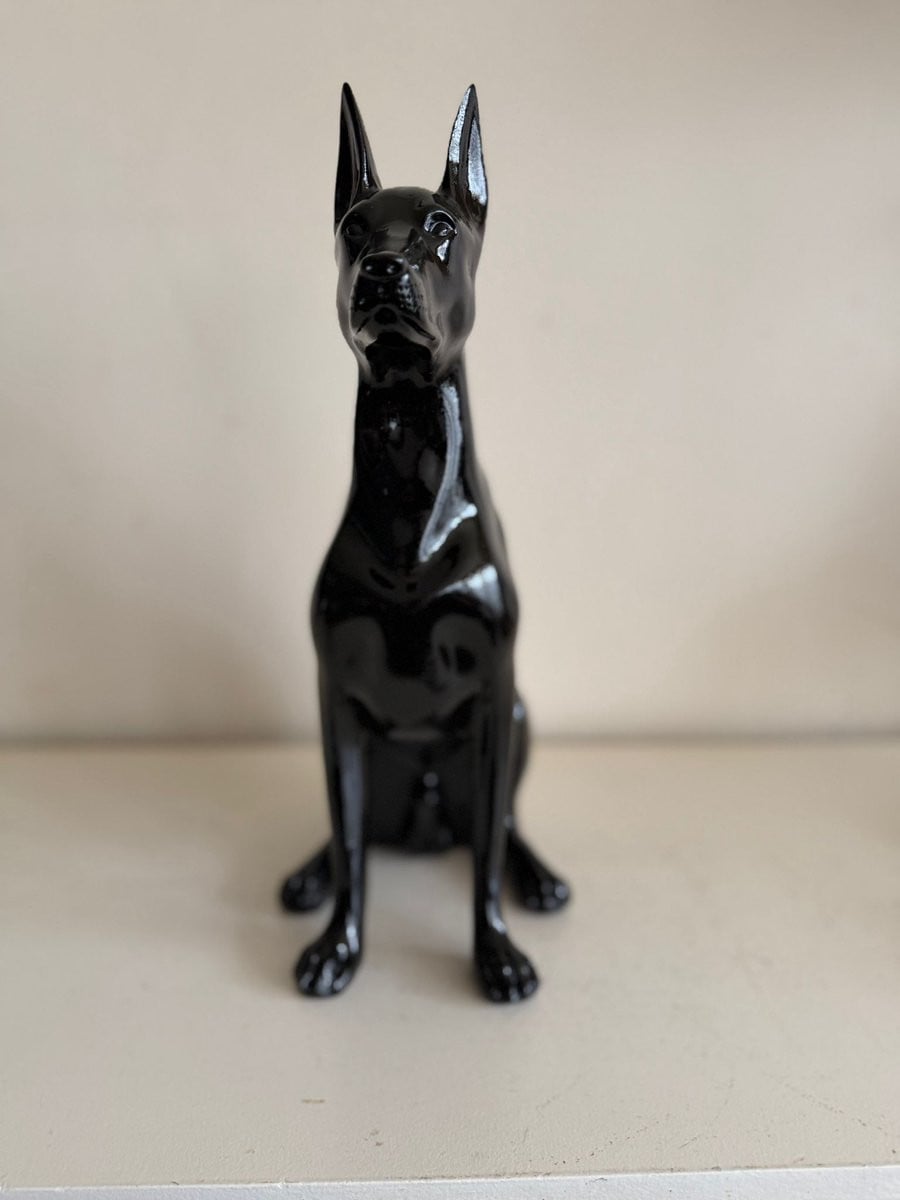 Goodyz Zittende Dobermann Knuffel voor Honden - Zwart - Hoogte: 40 cm
