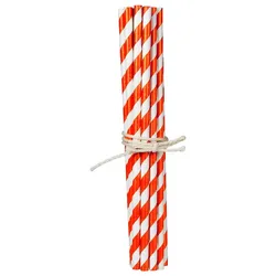 Trinkhalme - Papier Streifen orange/weiß 20 Stück