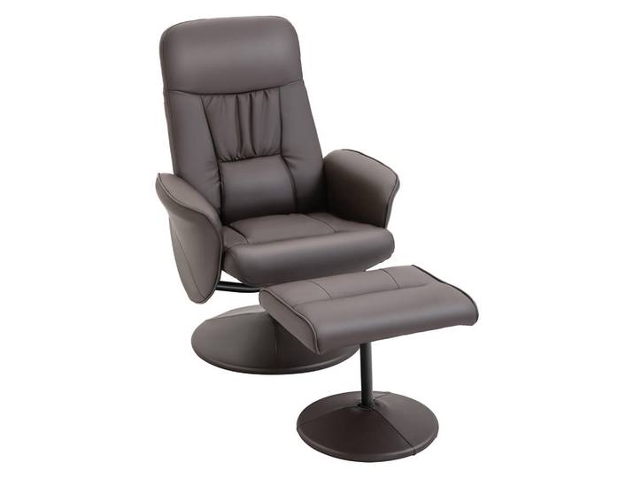 Homcom Relaxsessel mit Hocker, Fernsehsessel, TV Sessel mit Liegefunktion, Kunstleder, Braun, Metall, 76x101x81 cm, Wohnzimmer, Sessel, Relaxsessel