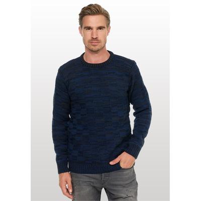 Strickpullover RUSTY NEAL, Herren, Gr. XXL, blau, 70% Polyacryl, 30% Baumwolle, unifarben, normal, Rundhals, Pullover Strickpullover, mit dezenter Musterung und Strick-Design