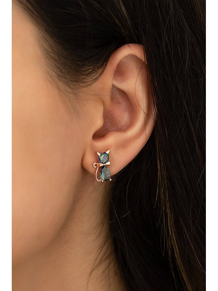 Heliophilia Silber-Ohrstecker mit Edelsteinen - onesize