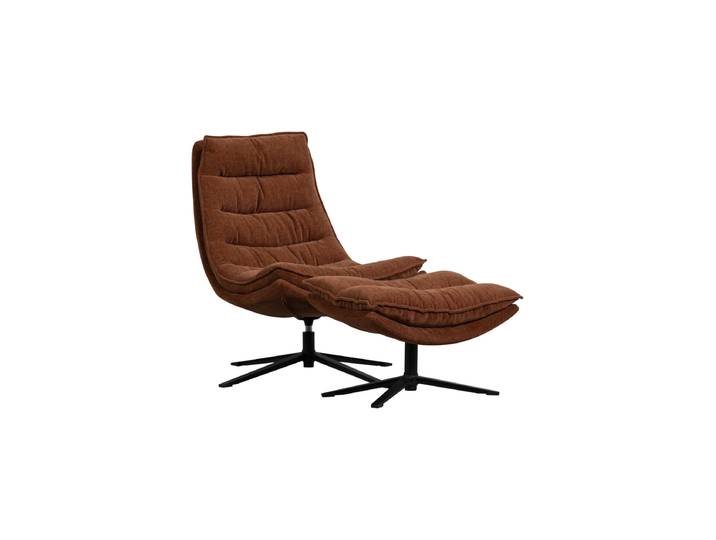 Drehbarer Design Sessel „Kube“ inkl. Fußablage Chenille Braun De Eekhoorn