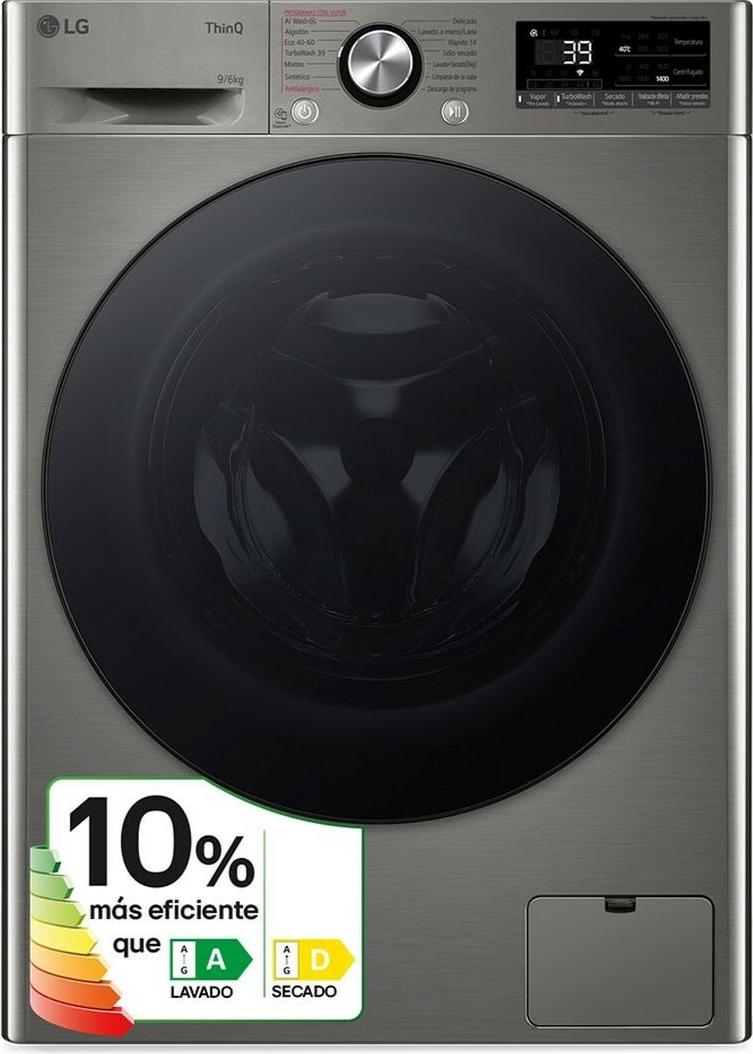 LG F4DR7010SGS, Frontlader, Freistehend, Edelstahl, Links, Schwarz, Schwarz