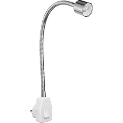 ledscom.de Steckdosenleuchte / Leselampe LESCH, Schwanenhals, chrom/weiß, 1x GU10 max. 10W