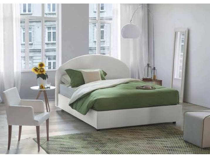 Talamo Italia - Doppelbett Giulia, Bettkasten mit Stoffbezug, 100 % Made in Italy, Öffnung vorne, geeignet für Matratzen 160 x 200 cm, Weiß