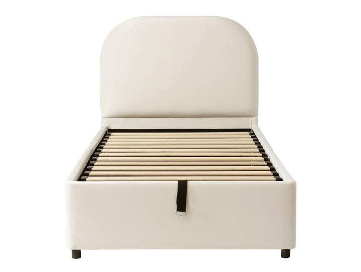 Oxeza Polsterbett 90/200 cm Beige mit Stauraum, Mode, Rechteckig, 90x200 cm, Schlafzimmer, Betten, Polsterbetten