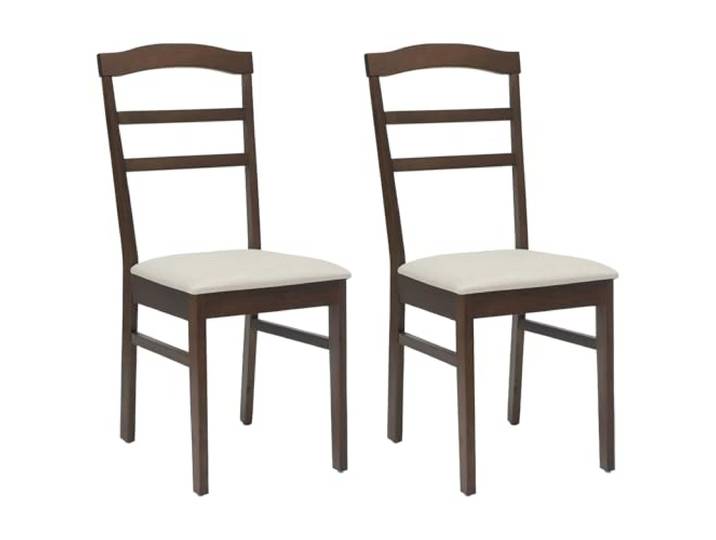 KLGBNCVE Esszimmerstuhl 2 STK. Gummiholz Hellbraun Massives Kautschukholz, lackiertes Finish, Sitzkissen, Rückenlehne, Vintage-Stil, Küche, Arbeitszimmer