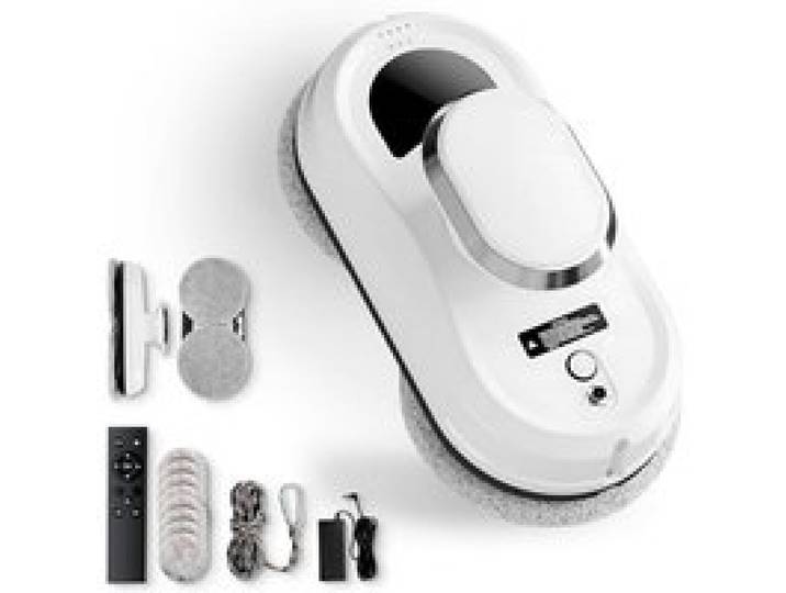 JUPPLIES Robot Laveur de Vitres Électrique 90W Aspiration 5600Pa Télécommande Sécurité Antichute