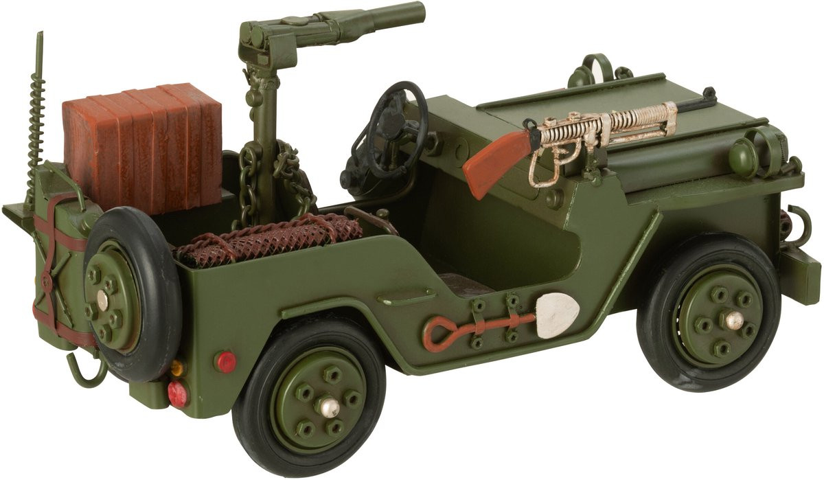 J-Line Decoratie 4x4 Antiek in Kaki Groen van Metaal