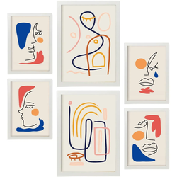 POSTER Set Mit 6 Jazzy Arts 3 In Weibliche Zusammenfassung A3 & A4 Weißer Rahmen