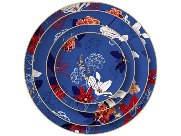 Quality Elegance Luxuriöses Blue Fragmenté Bone China Tellerset