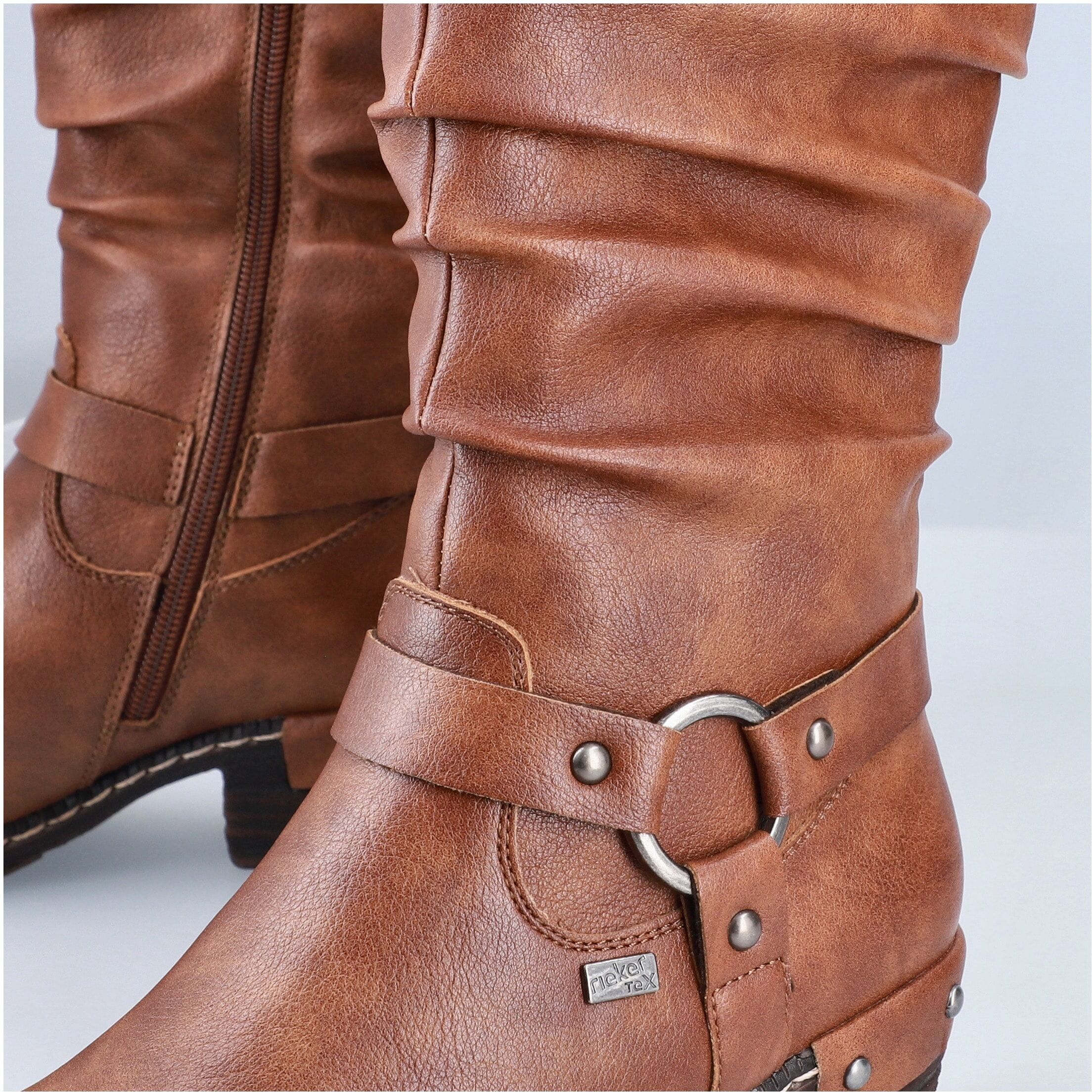 Westernstiefel RIEKER, Damen, Gr. 36, Warmfutter, Normalschaft, braun, Lederimitat, used, Schuhe Westernstiefel, Blockabsatz, Cowboystiefel mit wasserabweisender riekerTEX-Membran